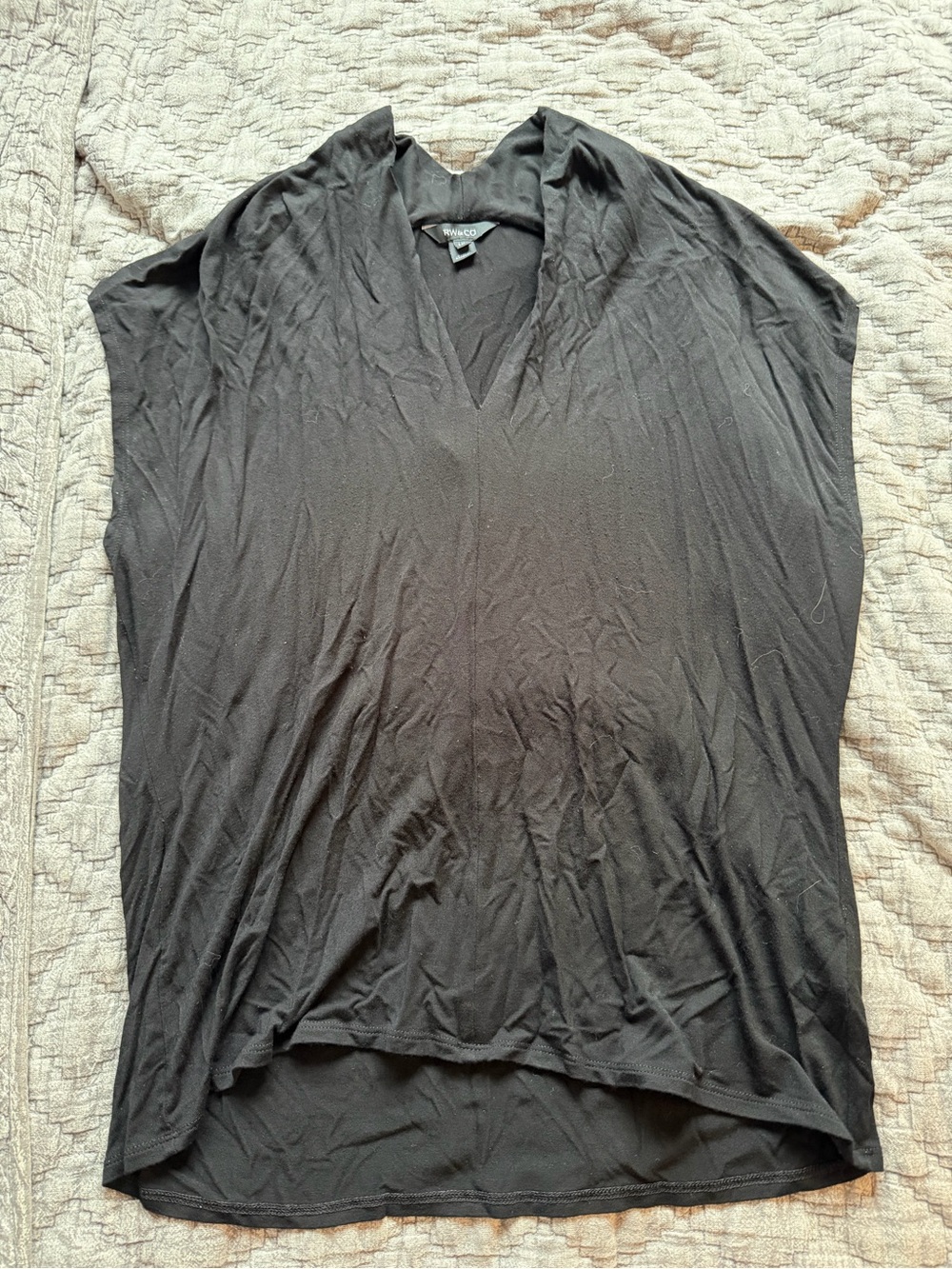 RW&CO. Black V-Neck Draped Tunic Top